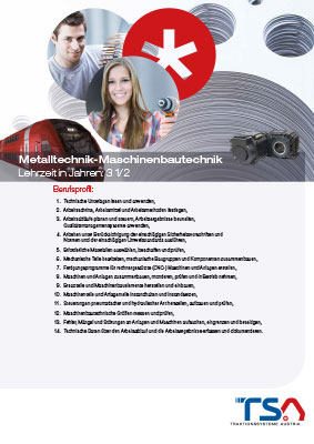 TSA Folder Lehrberufsbeschreibung Metalltechnik - Maschinenbautechnik Coverbild