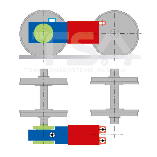 Graphical illustration of a longitudinal, single-axle, fully suspended drive system GMH 5