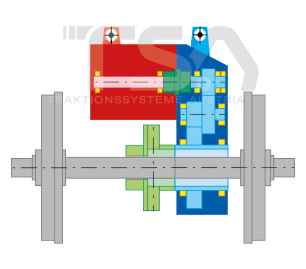 Graphical illustration of a semi-suspended GSK 2 drive system